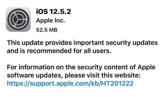 华亭苹果手机维修分享iOS12.5.2发布，建议所有老苹果用户安装 